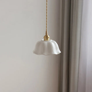 Marion - Ceramic White Hanging Patterned Shade Ceiling Pendant Light