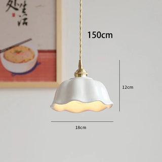 Marion - Ceramic White Hanging Patterned Shade Ceiling Pendant Light