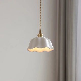 Marion - Ceramic White Hanging Patterned Shade Ceiling Pendant Light