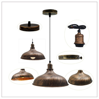 Villarreal - Brushed Copper Industrial Round Ceiling Pendant Light