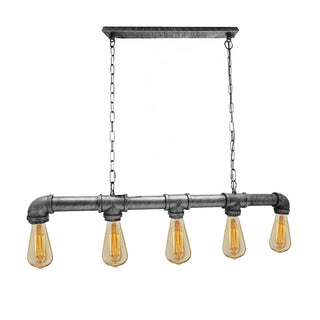 Ayden - Industrial Brushed Silver 5 Head Pipe Hanging Ceiling Light