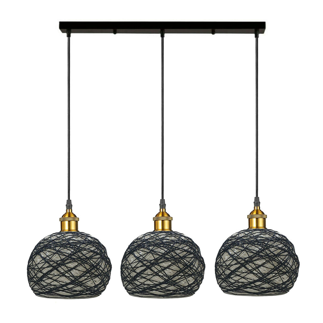 Romero - Modern 3 Head Wicker Adjustable Ceiling Light