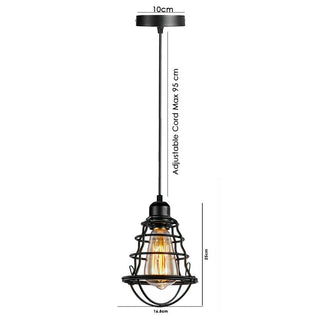 Ruther - Black Metal Cage Retro Industrial Hanging Ceiling Pendant