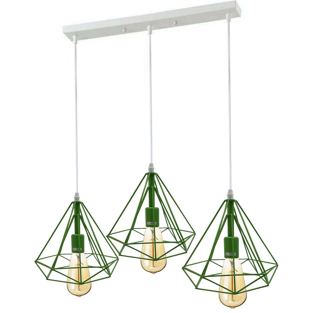 Kalani - Modern 3 Head Green White Hanging Adjustable Ceiling Light