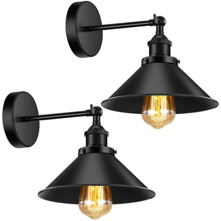 Kristopher - 2 Pack Modern Black Cone Straight Arm Wall Light