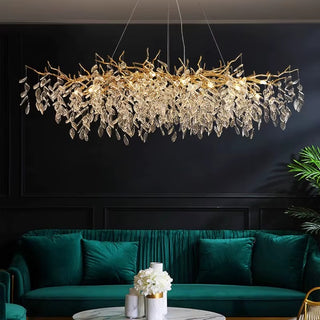 Azariah - Gold Tree Hanging Crystal Petal Ceiling Light Chandelier