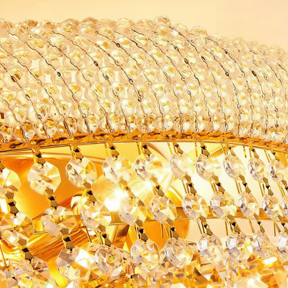 Zaiden - Three Tier Gold Hanging Round Crystal Chandelier