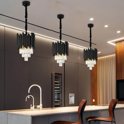 Kartier - Modern Black Glass Hanging Ceiling Chandelier