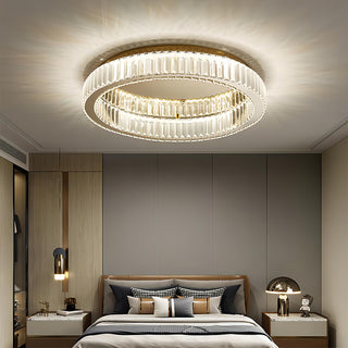 Mac - Crystal Glass Round Modern Semi-Flush Ceiling Light Chandelier