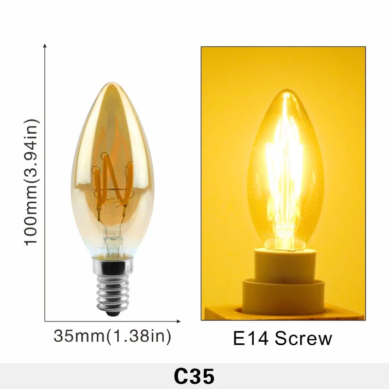 Retro Flame Tip Crown E27 Screw Bulb 4W