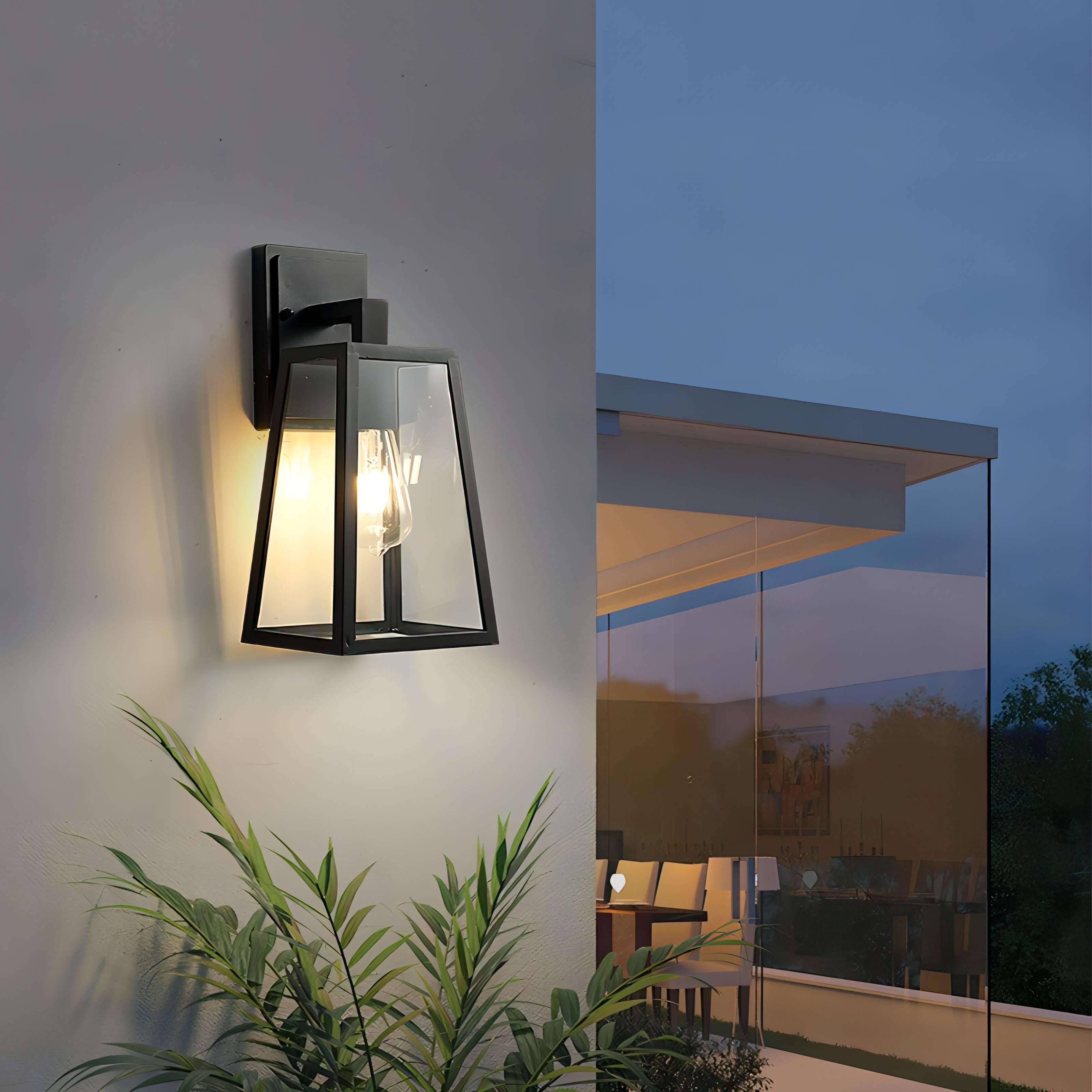 Belar - Glass Black Caged Bulb Outdoor Wall Light