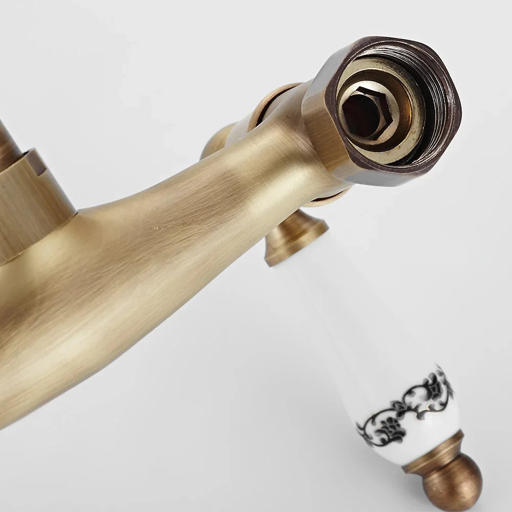 Herrick - Retro Ceramic Double Handle Wall Mounted Mixer Kitchen Tap