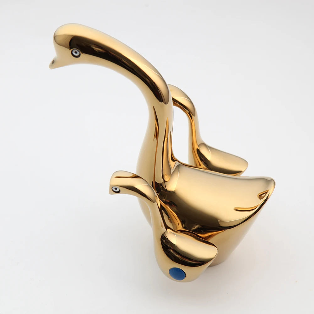 Sierra - Elegant Gold Swan Neck Bathroom Tap with Dual Handles
