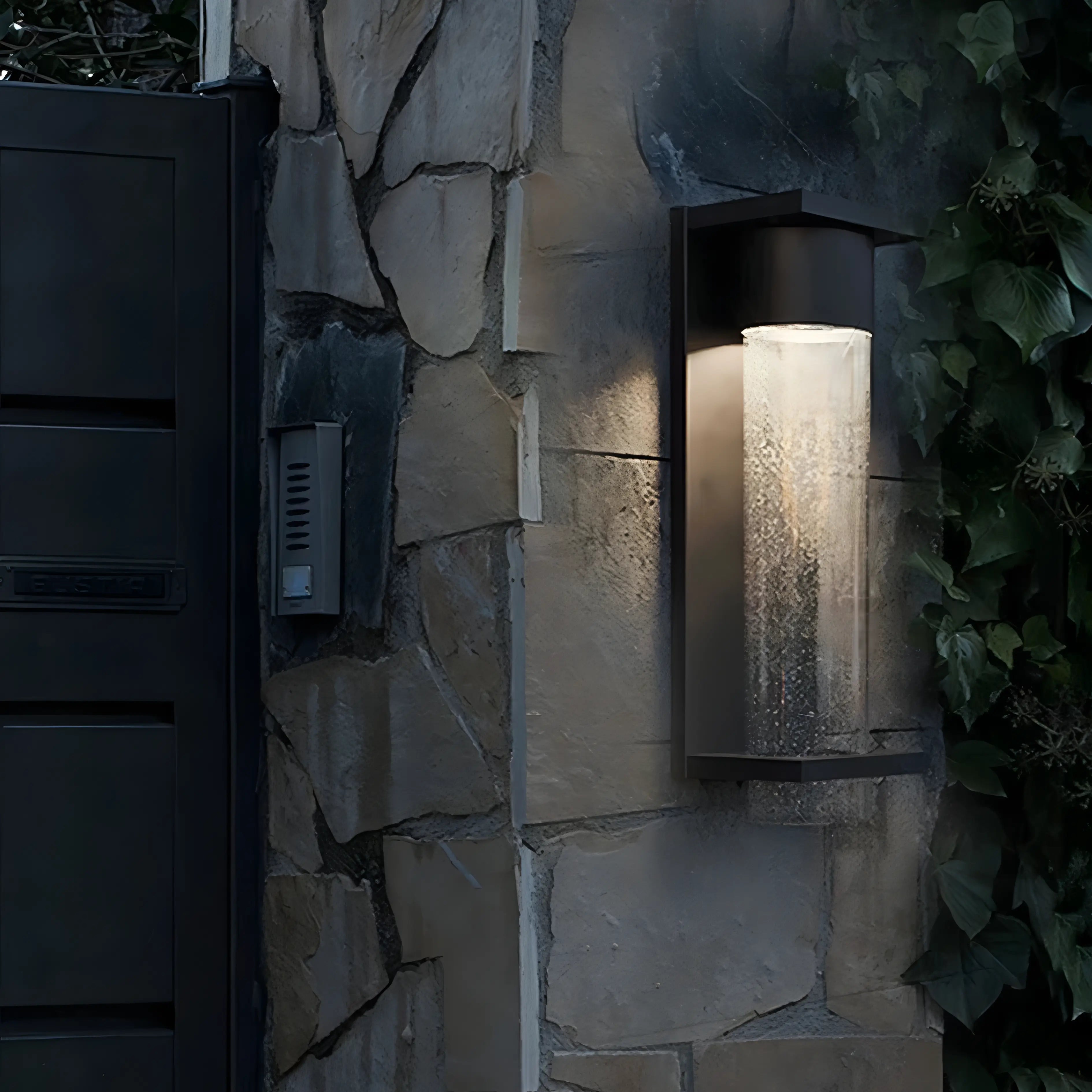 Isela - LED Modern Sparkle Tube Outdoor Black Wall Light