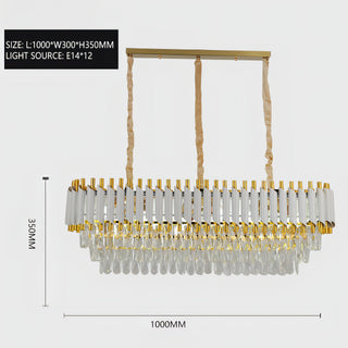 Colby - Rectangle Chain Hanging 3 Teired Gold Ceiling Light Chandelier