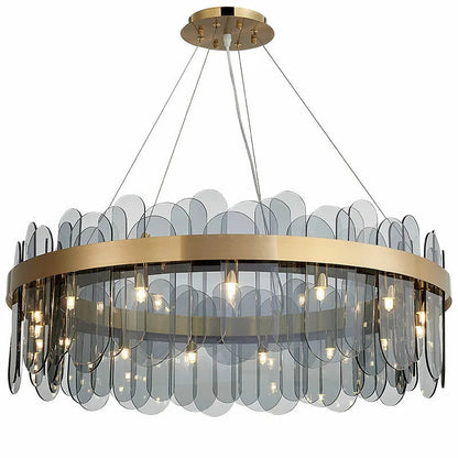 Manning - Patterend Glass Gold Hanging Ceiling Chandelier