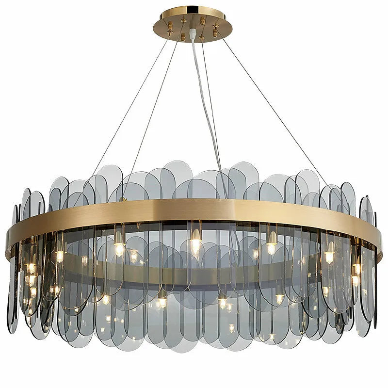 Manning - Patterend Glass Gold Hanging Ceiling Chandelier
