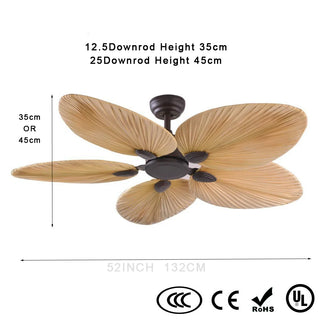 Saavedra - 52inch Palm Leaf 5 Blade Ceiling Fan