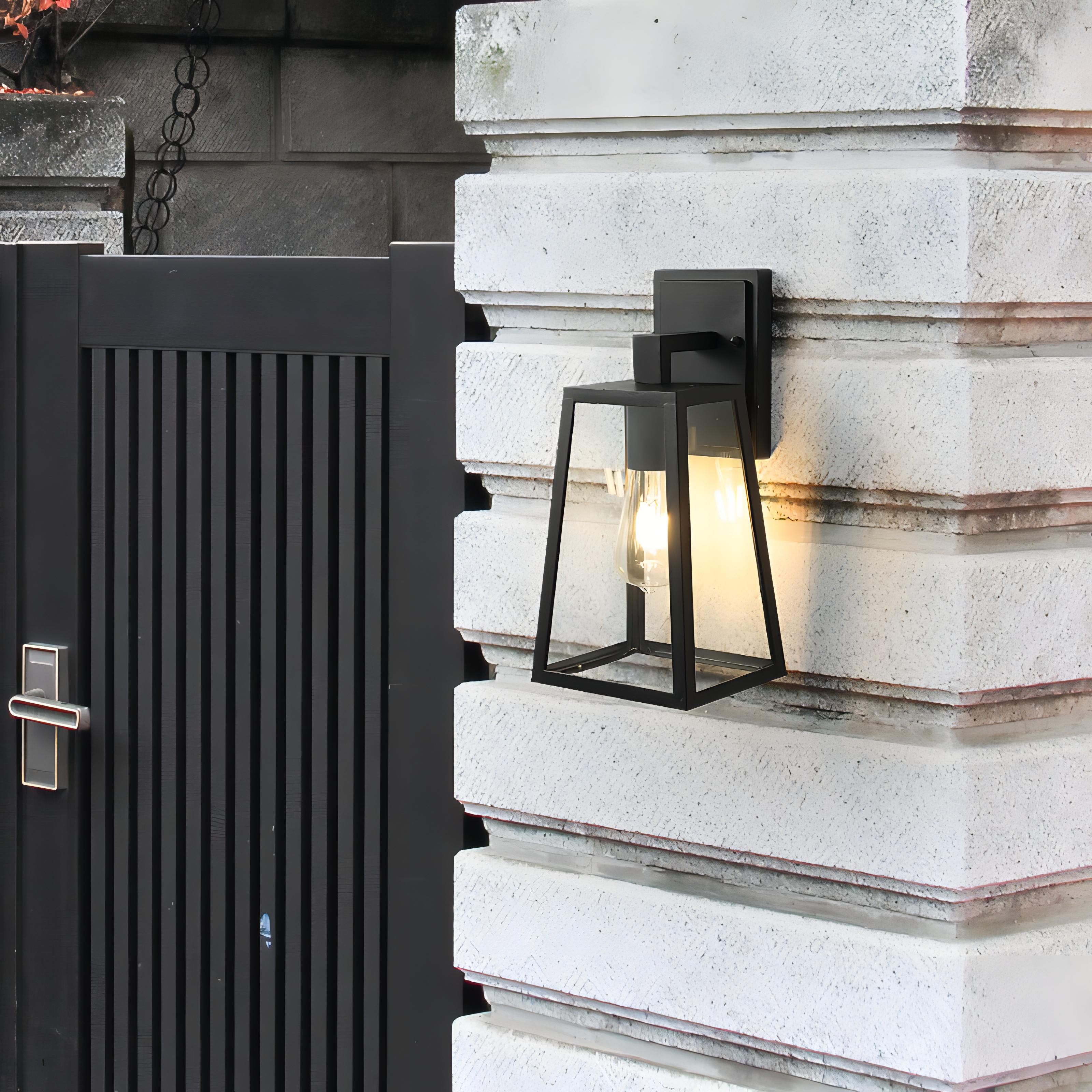 Belar - Glass Black Caged Bulb Outdoor Wall Light