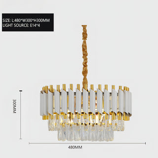 Colby - Rectangle Chain Hanging 3 Teired Gold Ceiling Light Chandelier