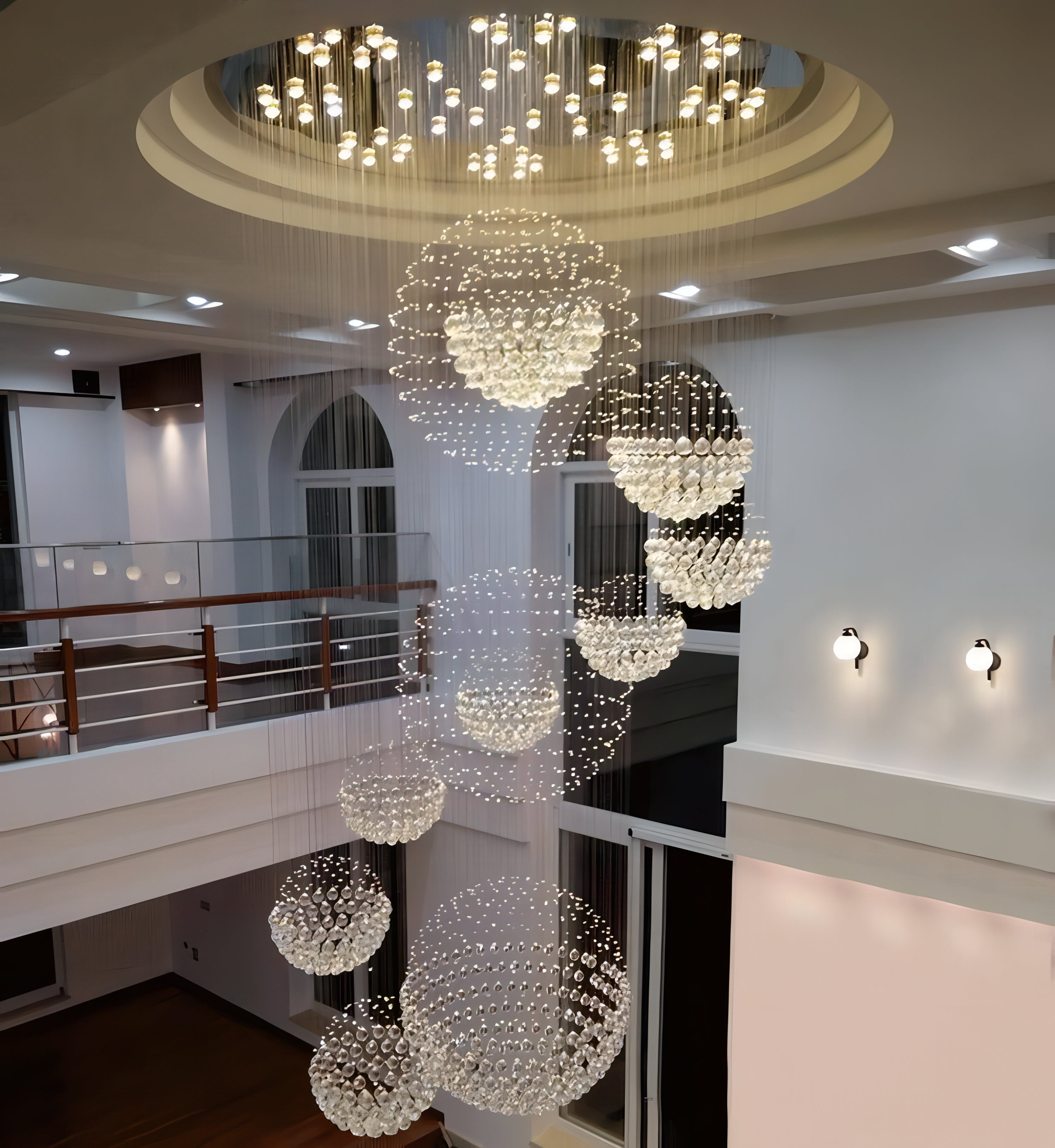 Uriel - Spiral Round Crystal Ball Hanging Chandelier