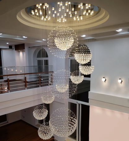 Uriel - Spiral Round Crystal Ball Hanging Chandelier