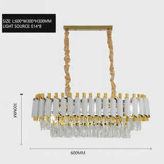 Colby - Rectangle Chain Hanging 3 Teired Gold Ceiling Light Chandelier