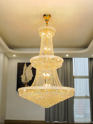 Zaiden - Three Tier Gold Hanging Round Crystal Chandelier