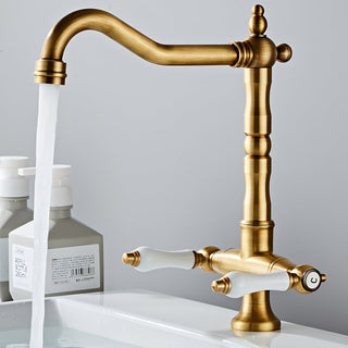 Bo - Dual Handle Antique Brass Kitchen Tap