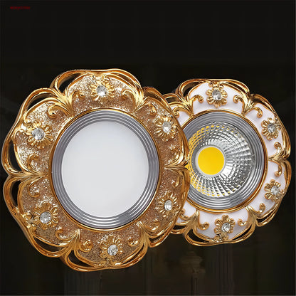 Keeton - Vintage Patterned Gold Round Ceiling Spotlight Downlight