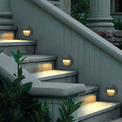 Cozamaloti - Outdoor Round Grey LED Recessed Stair Wall Light