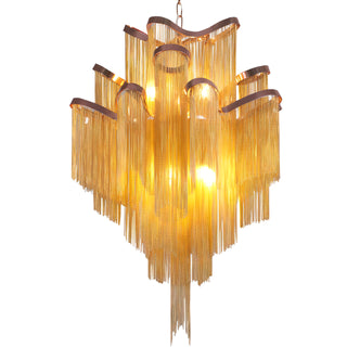 Amaya - Modern Round Tiered Tassel Chain Ceiling Light Chandelier