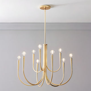 Dustin - Pipe Erected Curved Multi Head Hanging Retro/Modern Ceiling Light Chandelier