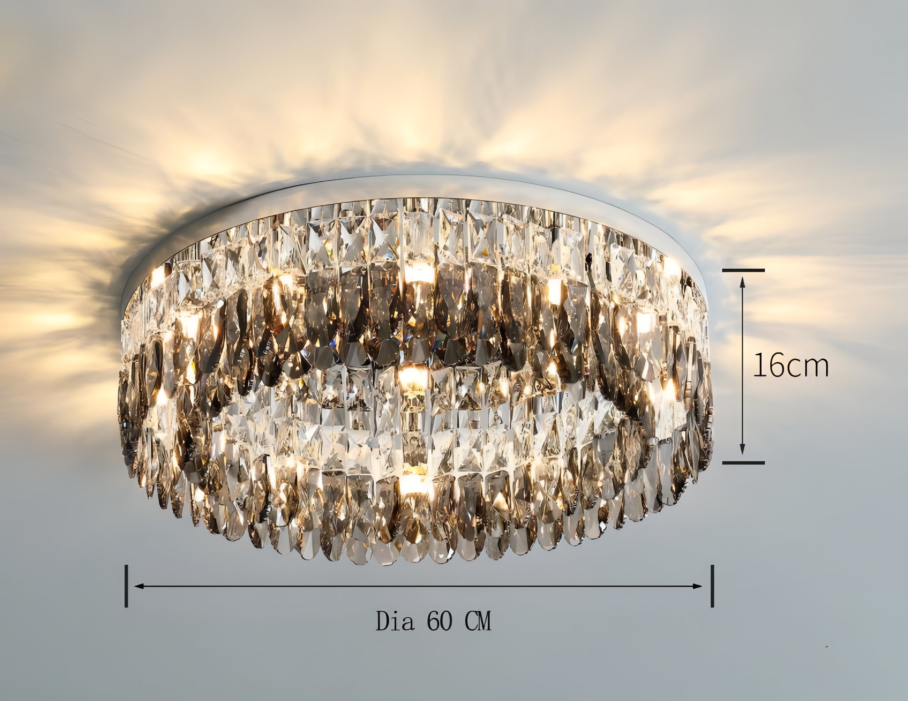 Ander - Silver Round Coloured Hanging Glass Recessed Ceiling Light Chandelier