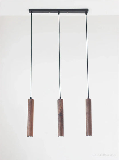 Speranza - Modern Wood Cylindrical Tube Hanging Pendant Ceiling Light