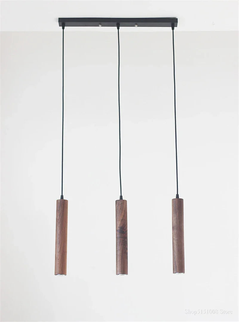 Speranza - Modern Wood Cylindrical Tube Hanging Pendant Ceiling Light