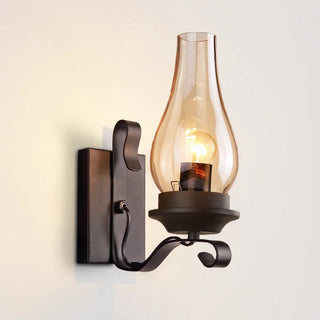 Eleonora - Retro Industrial Black Iron Glass Wall Light