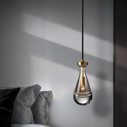 Castiel - Teardrop Black Cord Hanging Glass Pendant Ceiling Light