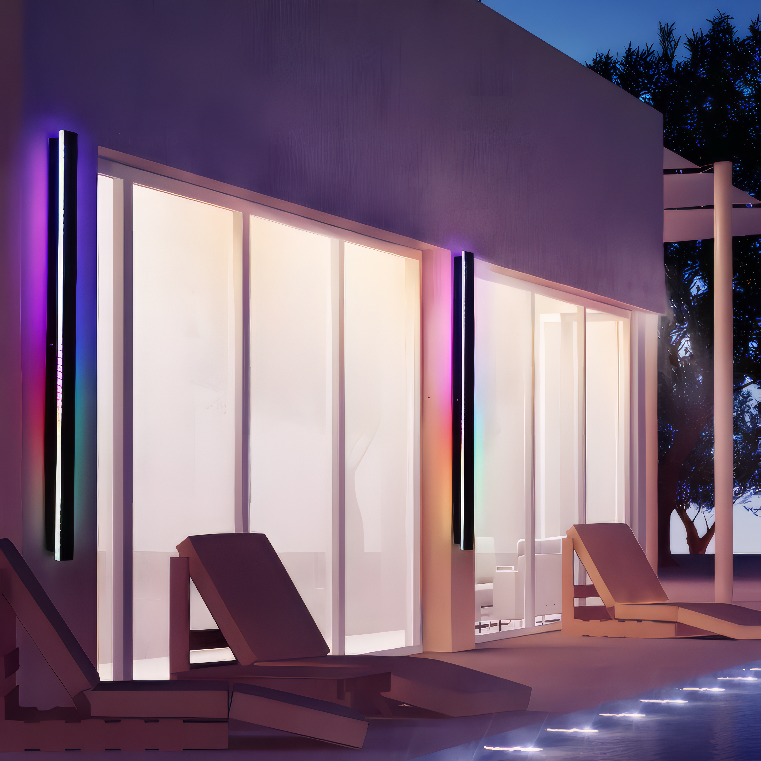 Asya - RGB Multicoloured Outdoor Wall Light Bar Waterproof