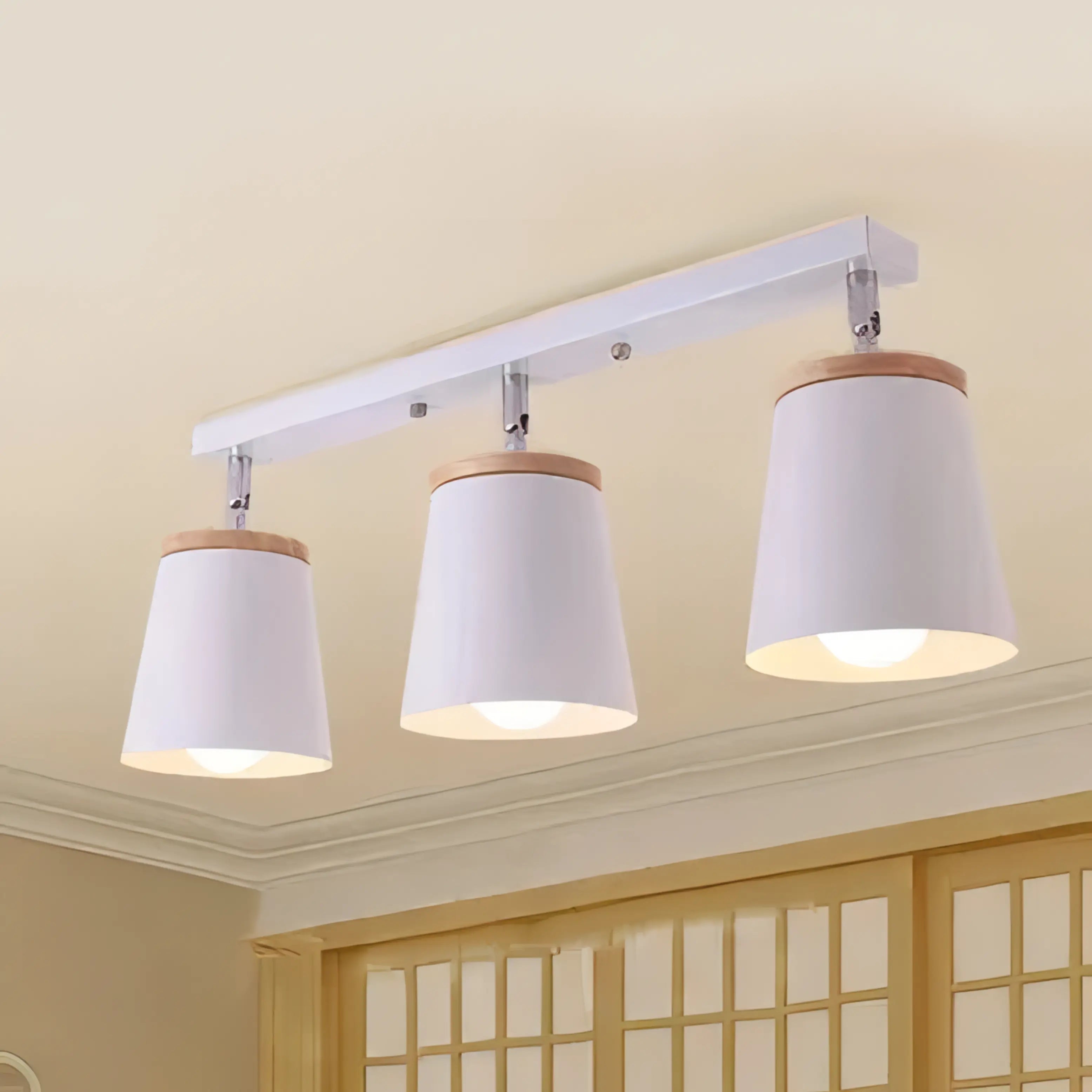 Sherry - Modern White Minimalist Adjustable Semi Flush Ceiling Light