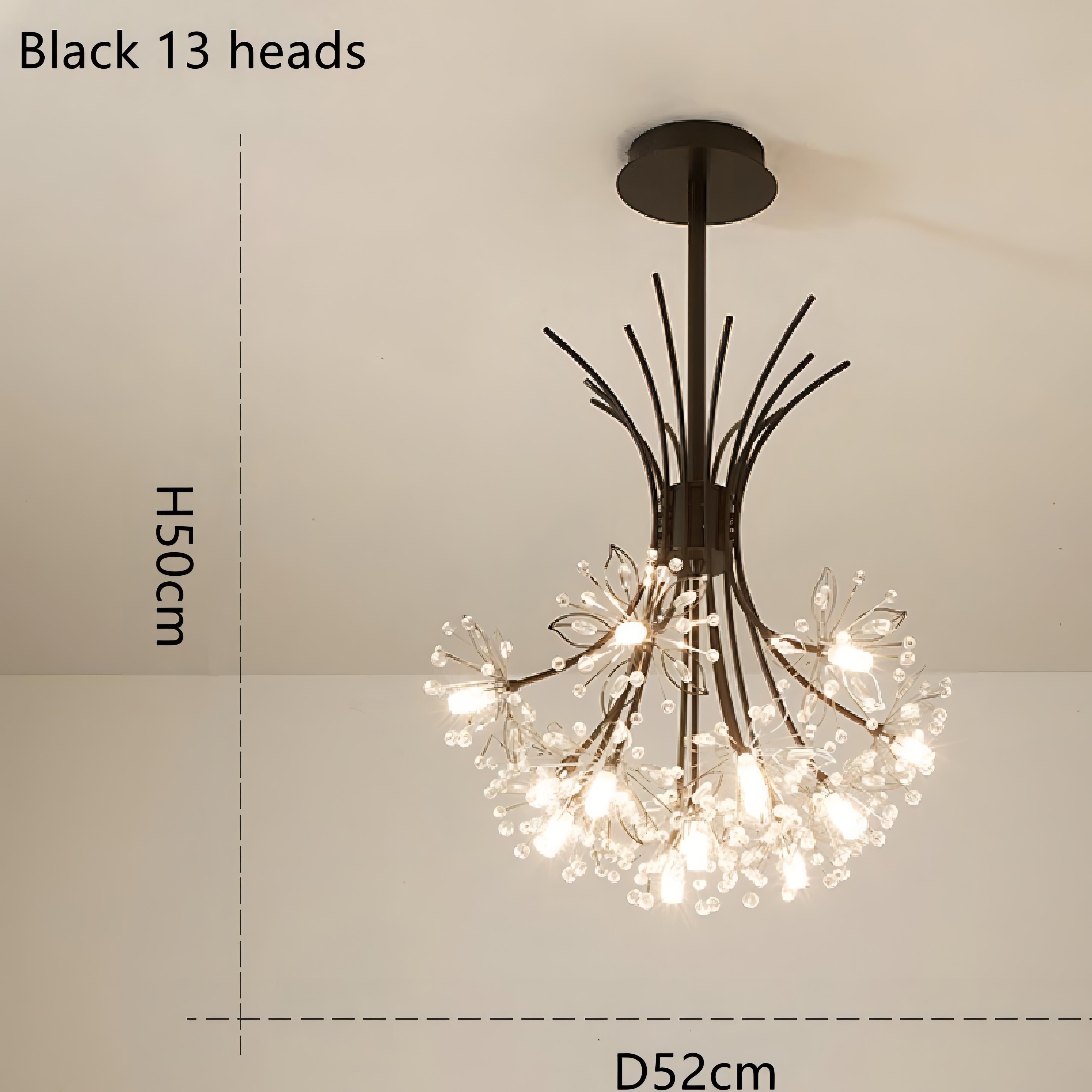 Liva - Hanging Curved Arm Crystal Tree Ceiling Chandelier