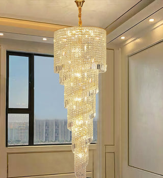 Ares - Crystal Tiered Round Glass Hanging Statement Chandelier