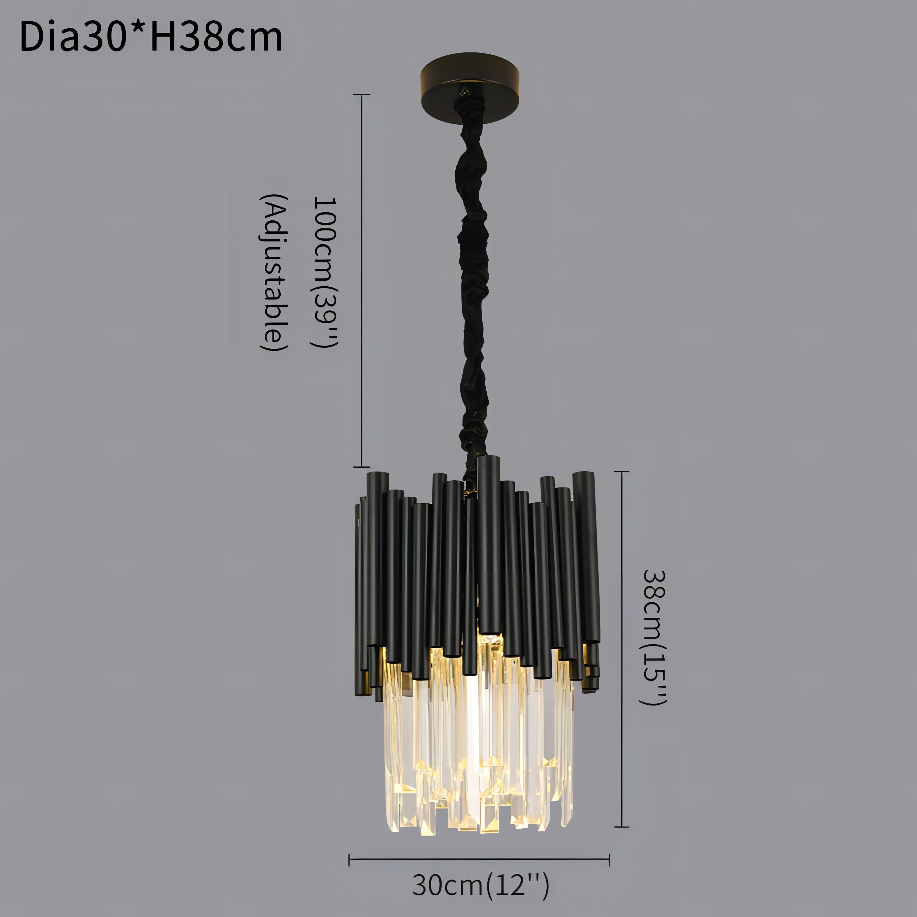 Kartier - Modern Black Glass Hanging Ceiling Chandelier