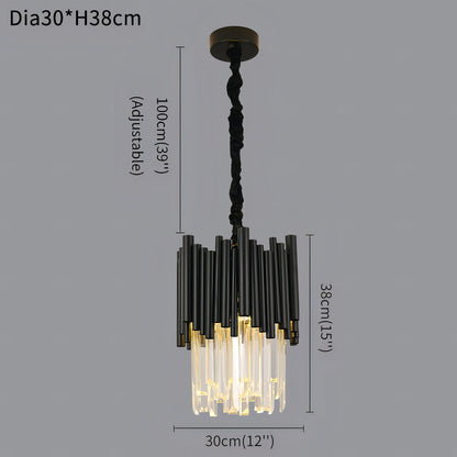 Kartier - Modern Black Glass Hanging Ceiling Chandelier