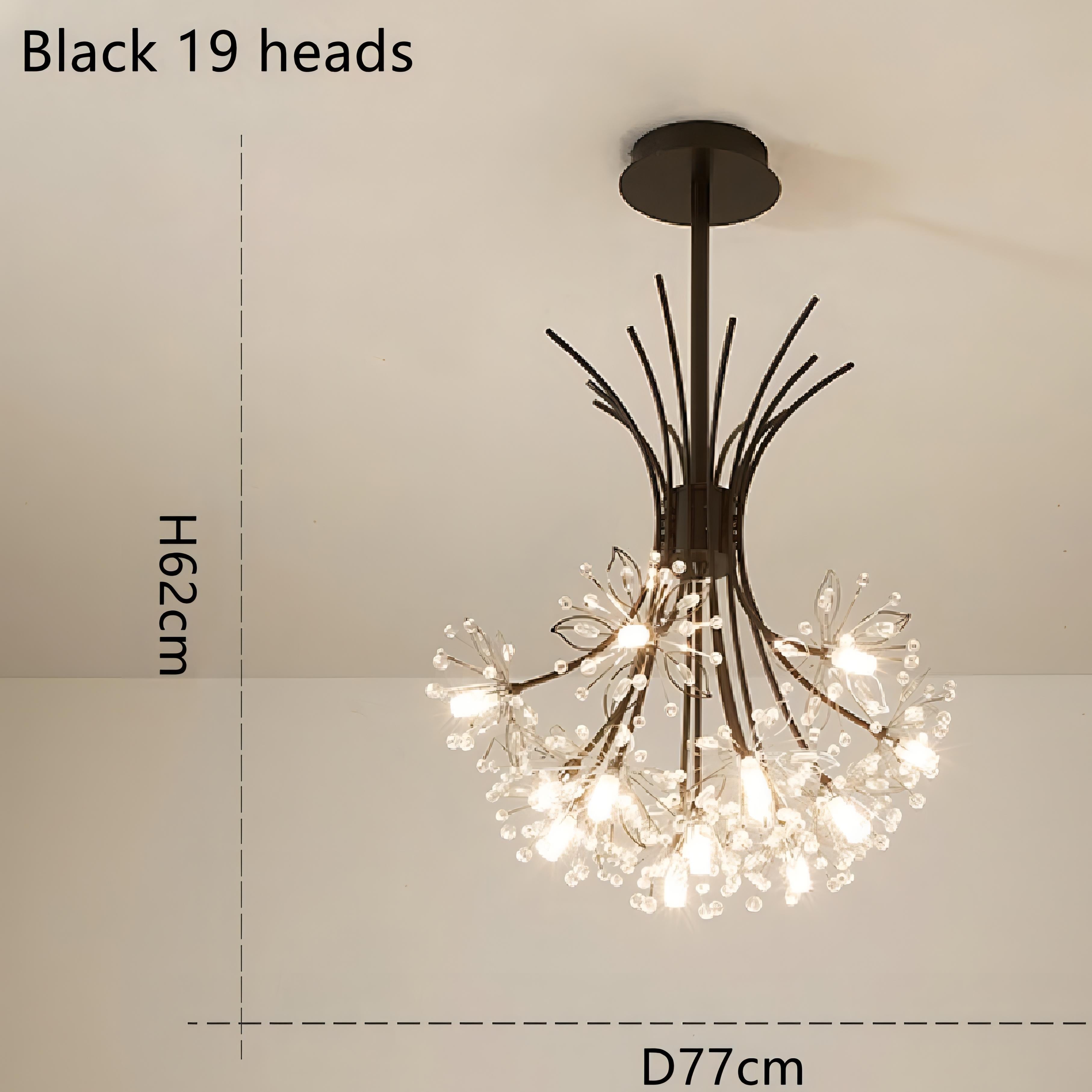 Liva - Hanging Curved Arm Crystal Tree Ceiling Chandelier