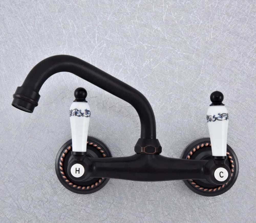 Ferris - Ceramic Dual Handle Wall Mixer Kitchen Tap