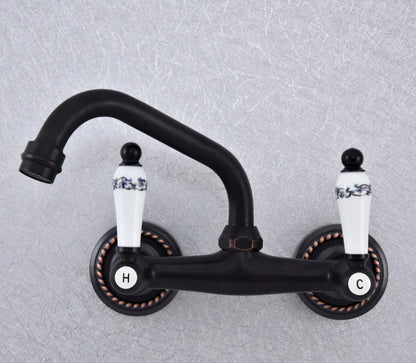 Ferris - Ceramic Dual Handle Wall Mixer Kitchen Tap