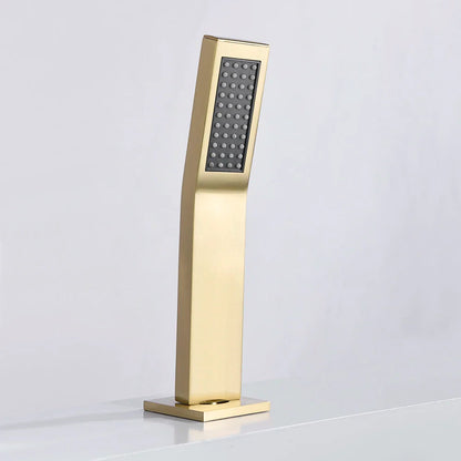 Chisholm - Modern Brass Waterfall Bathtub Tap Set with Pull Out Shower