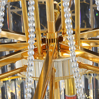 Harlan - Patterned Glass Round Gold Tiered Ceiling Light Chandelier