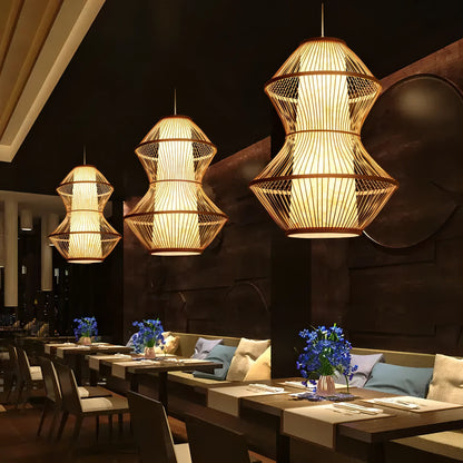 Madyson - Bamboo and Wooden Hand-Knitted Pendant Ceiling Light